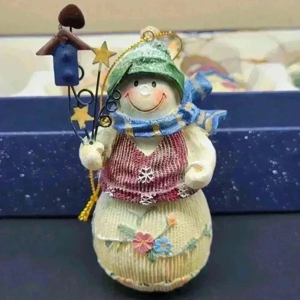 Vintage Christmas Collectors Four Snowman Figurines W/Box Farmhouse Multicolor - Picture 9 of 14